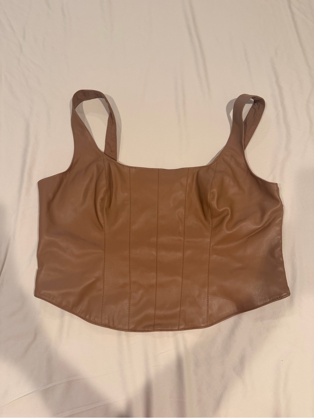 Abercrombie & Fitch Sleeveless Faux Leather Tank Top in Brown